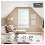 Lotus & Windoware Cordless, 2 Inch Faux Wood Blind, 34.5" Wide x 60" Long, Window Blinds, Blinds & Shades, Blinds for Indoor Windows, Embossed, Bright White