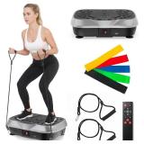 Also GO Vibration Plate Exercise Machine for Lymphatic Drainage, 10 Preset Modes & 200-Level Vibrating Platform for Whole Body Fitness, Bluetooth Audio, Home Gym Shake Plate with Resistance Bands