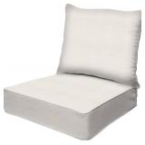 $130 Honeycomb Outdoor Heritage Deep Seat, 25 x 26, Textured Solid Bone Chair Cushion with Removable Cover, for Patio Furniture