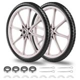 20" Flat Free Tire and Wheel with 3/4" & 5/8" Bearing, Replacement Wheels for Rubbermaid Wheelbarrow,Lawn Carts, Big Wheel Utility Carts and Garden Yard Cart, 2 Pcs Grey
