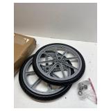 20" Flat Free Tire and Wheel with 3/4" & 5/8" Bearing, Replacement Wheels for Rubbermaid Wheelbarrow,Lawn Carts, Big Wheel Utility Carts and Garden Yard Cart, 2 Pcs Grey