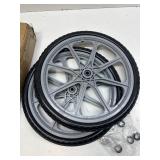 20" Flat Free Tire and Wheel with 3/4" & 5/8" Bearing, Replacement Wheels for Rubbermaid Wheelbarrow,Lawn Carts, Big Wheel Utility Carts and Garden Yard Cart, 2 Pcs Grey