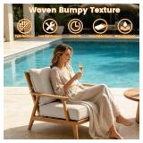 Sundale Outdoor Olefin Deep Seat Cushion, Patio Chair Cushion and Pillow, Water-Resistant Sectional Sofa Pad with Straps Beige, 24 x 24 x 6 Inches
