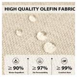 Sundale Outdoor Olefin Deep Seat Cushion, Patio Chair Cushion and Pillow, Water-Resistant Sectional Sofa Pad with Straps Beige, 24 x 24 x 6 Inches