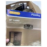 Farmhouse Caged Ceiling Fan with Light Flush Mount, Small Fandelier Low Profile Ceiling Fan with Light, Rustic Bladeless Ceiling Fans with Lights and Remote for Kitchen, Bedroom, 6 Speeds