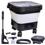 $120 Portable Cordless Washer with 3.4Gal Tank, 580PSI, 7-Level Adjustable Sprayer, 360  Rotating Nozzle, 23FT Hose, 20000mAh Battery, Foldable Design with Wheels for Car, Camping, Garden