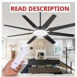 Amico 64 inch Ceiling Fans with Lights,Large Ceiling Fan with Light and Remote Control, Dimmable, 6 Speed Reversible Quiet DC Motor