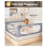 $140 3-Piece King Size Bed Rail for Toddlers, Baby Bed Rail Guard with Height Adjustable Toddlers Bed Rail, Kids Safety Bed Rail for King Size Bed (78.7"x78.7"x74.8" - Grey)