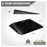 3" Rise Threshold Ramps Doorway, Wheelchair Ramp with Non-silp Surface, 4400 LBS Capacity, Solid and Portable, for Steps, Driveway and Curb Black