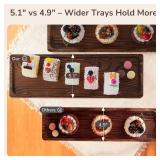 3-Tier Wooden Cupcake & Dessert Display Stand with Swing Frame   Rustic Torch-Finished Pine, Extra Wide 5.1" Trays, Pre-Assembled with Anti-Slip Pads, Party & Wedding Cake Holder (Rustic Brown)