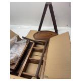 3-Tier Wooden Cupcake & Dessert Display Stand with Swing Frame   Rustic Torch-Finished Pine, Extra Wide 5.1" Trays, Pre-Assembled with Anti-Slip Pads, Party & Wedding Cake Holder (Rustic Brown)