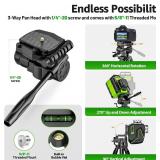 Huepar Lightweight 67.72-Inch Adjustable Laser Level Tripod with 3-Way Pan Head, Fathers Day Dad Gifts Portable Handle, Quick Release Plate with 1/4" Screw Mount & 5/8" UNF Adapter Nut-Camera Tripod