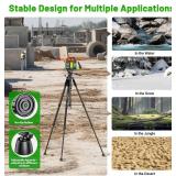 Huepar Lightweight 67.72-Inch Adjustable Laser Level Tripod with 3-Way Pan Head, Fathers Day Dad Gifts Portable Handle, Quick Release Plate with 1/4" Screw Mount & 5/8" UNF Adapter Nut-Camera Tripod