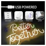 Better Together Neon Sign for Party Backdrop Wall Decor Better Together LED Light Up Letters for Party Decorations Neon Lights Teen Bedroom Reunion Decoration Gifts Photo Prop USB (cool white)
