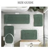 YIHOUSE Bathroom Rugs Sets 5 Piece, Towel-Like Soft Absorbent Thick High Density Memory Foam Bath Mat Set, Non-Slip Machine Washable Bath Rugs for Bathroom, Tub & Shower, Sage Green