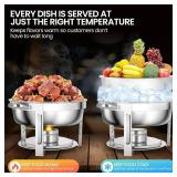 Rengue 6QT Chafing Dishes for Buffet, 4 Pack Stainless Steel Round Chafing Dish Buffet Set, Heating and Cooling Buffet Servers and Warmers, Food Warmers for Parties Buffet,Gatherings,Banquets,Weddings