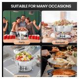 Rengue 6QT Chafing Dishes for Buffet, 4 Pack Stainless Steel Round Chafing Dish Buffet Set, Heating and Cooling Buffet Servers and Warmers, Food Warmers for Parties Buffet,Gatherings,Banquets,Weddings