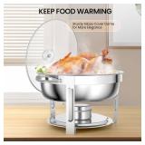 Rengue 6QT Chafing Dishes for Buffet, 4 Pack Stainless Steel Round Chafing Dish Buffet Set, Heating and Cooling Buffet Servers and Warmers, Food Warmers for Parties Buffet,Gatherings,Banquets,Weddings