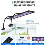 AQQA LED Aquarium Light, 24/7 Mode Clip on Fish Tank Light with Memory Function, DIY Mode Full Spectrum Aquarium Plant Light, Adjustable Timer/Brightness, IP68 Waterproof for 40-48 Inch Fish Tank 35W
