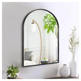 16" x 20" Black Arched Mirror, Arch Bathroom Wall Mirror, Metal Frame Arched Top Bathroom Vanity Mirror for Living Room, Bedroom, Entryway, Tempered Glass, Shatter Proof