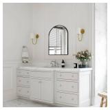 16" x 20" Black Arched Mirror, Arch Bathroom Wall Mirror, Metal Frame Arched Top Bathroom Vanity Mirror for Living Room, Bedroom, Entryway, Tempered Glass, Shatter Proof