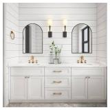 16" x 20" Black Arched Mirror, Arch Bathroom Wall Mirror, Metal Frame Arched Top Bathroom Vanity Mirror for Living Room, Bedroom, Entryway, Tempered Glass, Shatter Proof