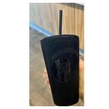 $140 4 pack Starbucks Shiny Black Pleated Cup Winter 2024 16oz Cold Cup