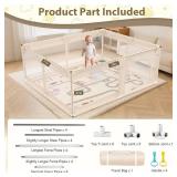 Baby Playpen with Mat 79x71inch - Extra Large Play Pen for Babies and Toddlers Indoor & Outdoor Baby Playard with Soft Breathable Mesh Cover - Sturdy Foam Infant Gate Playpen(Apricot)