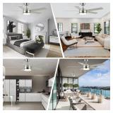 YUHAO 52 Inch Brushed Nickel Ceiling Fan with Light and Remote Control.Noiseless,Dimmable,3CCT,6 Speeds Reversible, DC Ceiling Fans for Indoor or Covered Outdoor Use.ETL Listed
