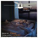 YUHAO 52 Inch Brushed Nickel Ceiling Fan with Light and Remote Control.Noiseless,Dimmable,3CCT,6 Speeds Reversible, DC Ceiling Fans for Indoor or Covered Outdoor Use.ETL Listed