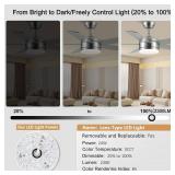 YUHAO 52 Inch Brushed Nickel Ceiling Fan with Light and Remote Control.Noiseless,Dimmable,3CCT,6 Speeds Reversible, DC Ceiling Fans for Indoor or Covered Outdoor Use.ETL Listed