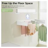 Vikaqi Wall Mounted Clothes Drying Rack 32", Foldable Wall Mount Laundry Rack Folding Indoor, Drying Rack Clothing Collapsible, Hidden Space Saver with Wall Template, 5 Rods, White