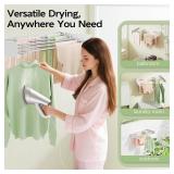 Vikaqi Wall Mounted Clothes Drying Rack 32", Foldable Wall Mount Laundry Rack Folding Indoor, Drying Rack Clothing Collapsible, Hidden Space Saver with Wall Template, 5 Rods, White