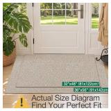 LUMI Ultra Thin Indoor Door Mat for Entrance 32"x48", Non Slip Entryway Mat, Low Profile Doormat, Unique Herringbone Design Carpet for Inside, Patio, Porch, Beige