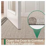 LUMI Ultra Thin Indoor Door Mat for Entrance 32"x48", Non Slip Entryway Mat, Low Profile Doormat, Unique Herringbone Design Carpet for Inside, Patio, Porch, Beige