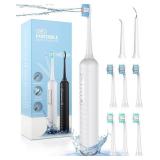 Electric Toothbrush with Water flosser, 3 in 1 Teeth Cleaning Kit with 7 Modes, Electric Toothbrush and flosser Combofor Adults, Water Flosser Portable for Travel and Home (White)