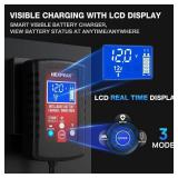 1.75-Amp Car Battery Charger, 6V and 12V Smart Fully Automatic Battery Charger Maintainer, Trickle Charger, Battery Desulfator for Car, Lawn Mower, Motorcycle, Boat, Marine Lead Acid Batteries