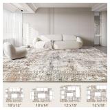 $170 UERMEI Area Rug Living Room Rugs - Washable Neutral Modern Abstract Soft Thin Rug Indoor Floor No Slip Rug Carpet for Bedroom Under Dining Table Home Office Decor - Brown/Grey/Red - 10x14