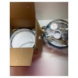 Chafing Dishes for Buffet 4 Pack 5QT Gold SS Round Warmer | Food Warmer with Stainless Steel Lid, Lid Holder & Stackable Design, Design for Home Parties & Small Catering Events