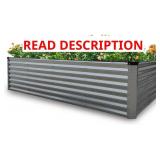 GARDMAX 8x4x2FT Galvanized Raised Garden Bed Kit, Metal Planter Boxes Outdoor with Easy Assembly, Large Garden Bed for Vegetables, Fruits, Flower, Herbs Rectangle Silver