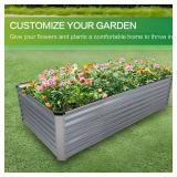 GARDMAX 8x4x2FT Galvanized Raised Garden Bed Kit, Metal Planter Boxes Outdoor with Easy Assembly, Large Garden Bed for Vegetables, Fruits, Flower, Herbs Rectangle Silver