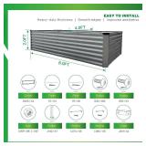 GARDMAX 8x4x2FT Galvanized Raised Garden Bed Kit, Metal Planter Boxes Outdoor with Easy Assembly, Large Garden Bed for Vegetables, Fruits, Flower, Herbs Rectangle Silver