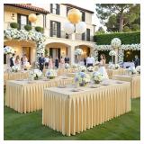 $190 8 Pack Beige Rectangle Tablecloth 8 FT Stretch Spandex Fitted Table Cloth for 8 Foot Rectangle Tables Banquet Tablecloths Wrinkle Free Table Cover Skirt Ruffle Tablecloth for Party Wedding Birthd
