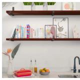 ^HARDWOOD REFLECTIONS Solid Wood Butcher Block Shelf 96 in. WX 12 in. DX 1.5 in. Hin Walnut Stain Hevea UV Finish. Msrp $209.00