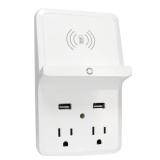 2-Outlet Wireless-Charging-Dock Wall Tap with 2 USB Ports MSRP $102.87 (lot of 3)