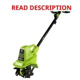 Earthwise, 20V 7.5in. Tiller Cultivator w 2.0Ah Battery, Max. Working Width 7.5 in, Engine Displacement 20 cc, Model# TC70020IT MSRP $97.99 (read description)