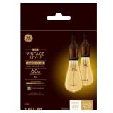 GE 2pk 60W Vintage Style ST19 LED Edison Light Bulbs Amber Glass MSRP $67.96 (lot of 4)