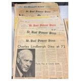vintage Saint Paul Pioneer press and Minneapolis Tribune papers from the 60s and 70s