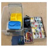 lot of calculators markers, colored pencils, scissors, small whiteboards
