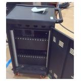 Black Chromebook charging station on wheels